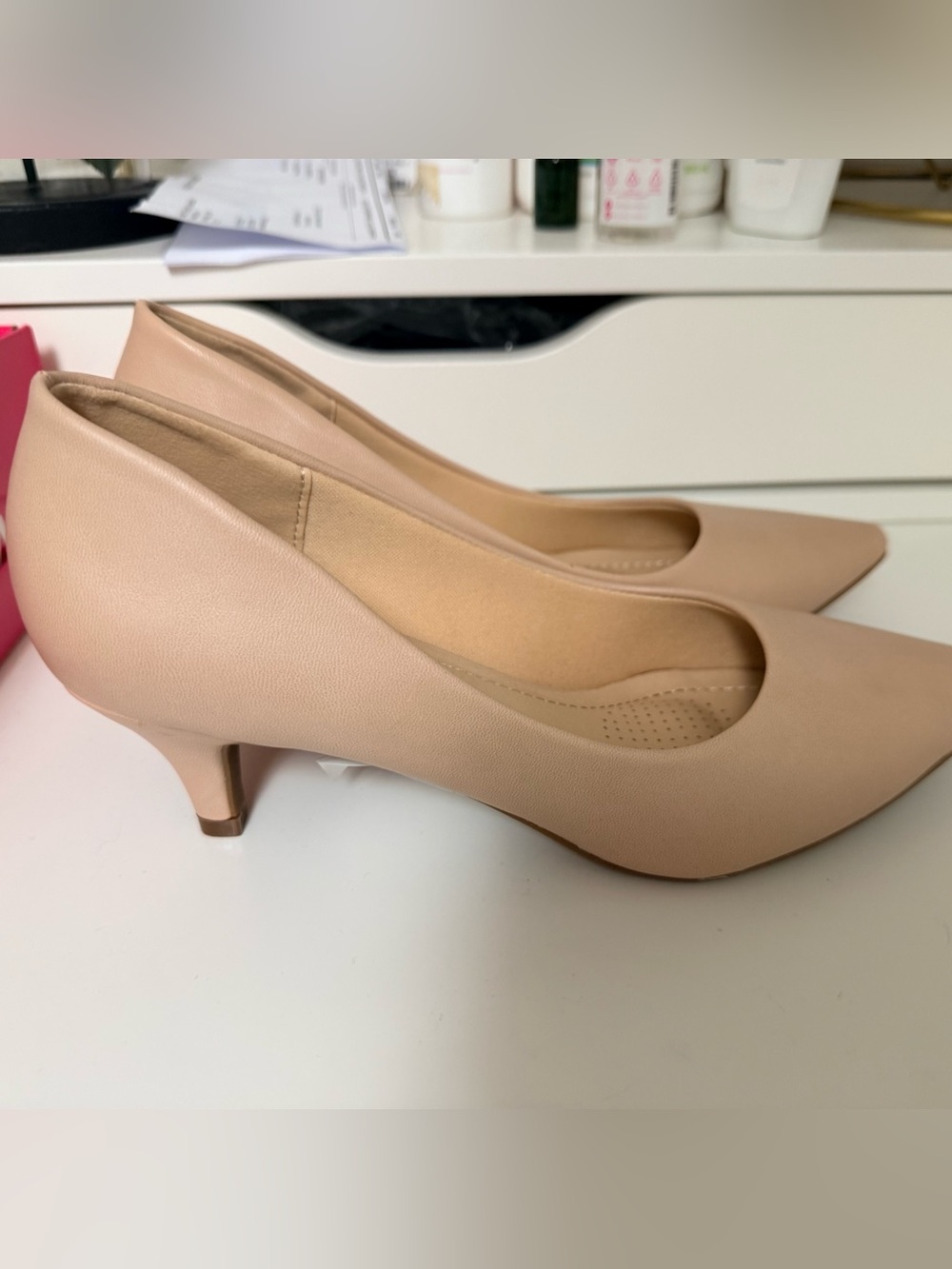 Classic Nude Kitten Heel Pumps - Sleek Everyday Style - Size 38